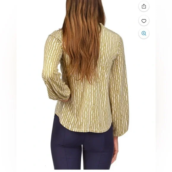 Michael Kors chain link print and choker Long-Sleeve Blouse in gold and white XL - Picture 2 of 10